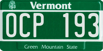 VT license plate OCP193