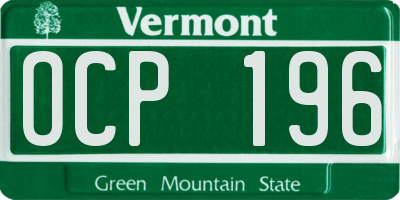 VT license plate OCP196