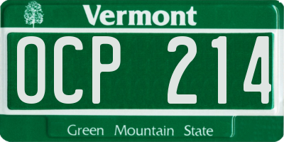 VT license plate OCP214