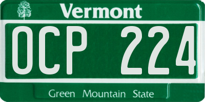 VT license plate OCP224