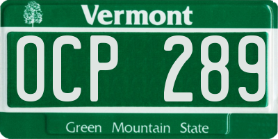 VT license plate OCP289