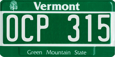 VT license plate OCP315