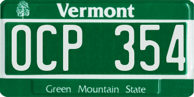 VT license plate OCP354