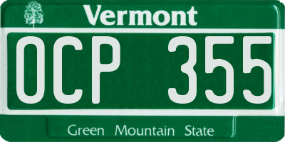 VT license plate OCP355