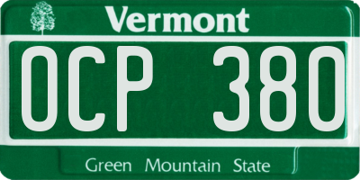 VT license plate OCP380