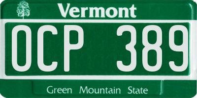 VT license plate OCP389