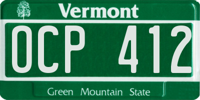VT license plate OCP412