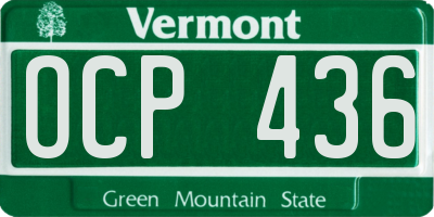 VT license plate OCP436