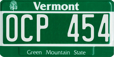 VT license plate OCP454