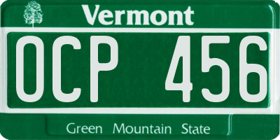 VT license plate OCP456