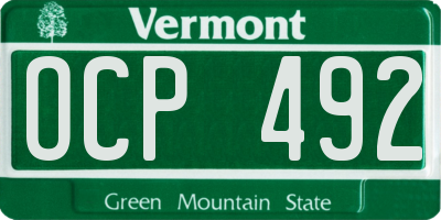 VT license plate OCP492