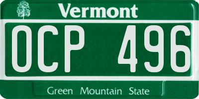 VT license plate OCP496