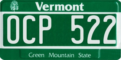 VT license plate OCP522