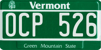 VT license plate OCP526
