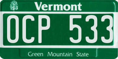VT license plate OCP533