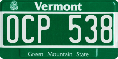 VT license plate OCP538
