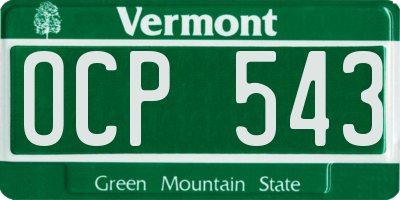 VT license plate OCP543