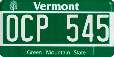 VT license plate OCP545