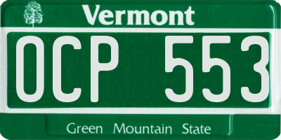 VT license plate OCP553
