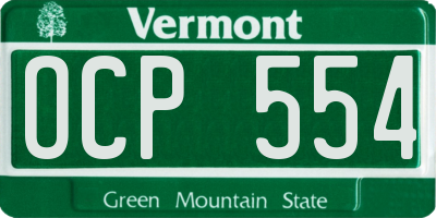 VT license plate OCP554