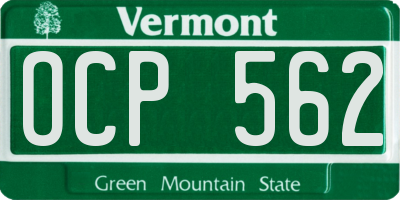 VT license plate OCP562