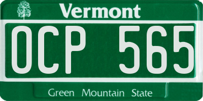 VT license plate OCP565