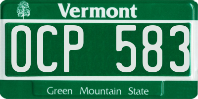 VT license plate OCP583