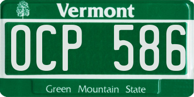 VT license plate OCP586