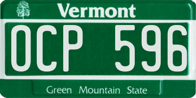VT license plate OCP596