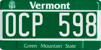 VT license plate OCP598