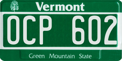 VT license plate OCP602