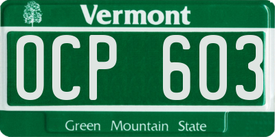 VT license plate OCP603