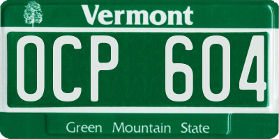 VT license plate OCP604