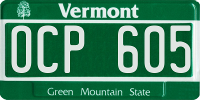 VT license plate OCP605