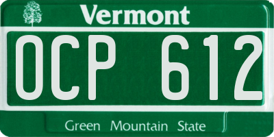 VT license plate OCP612