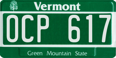 VT license plate OCP617