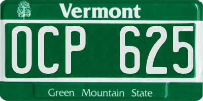 VT license plate OCP625