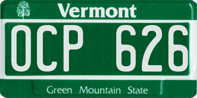 VT license plate OCP626