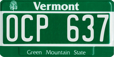 VT license plate OCP637