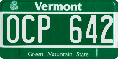 VT license plate OCP642