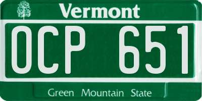 VT license plate OCP651