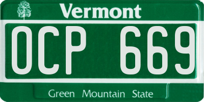 VT license plate OCP669