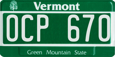 VT license plate OCP670