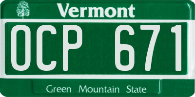 VT license plate OCP671