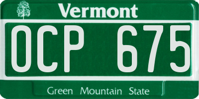 VT license plate OCP675