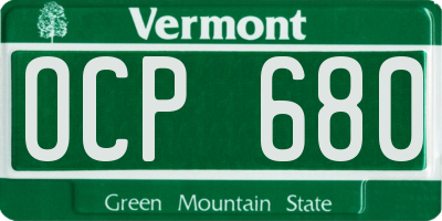 VT license plate OCP680