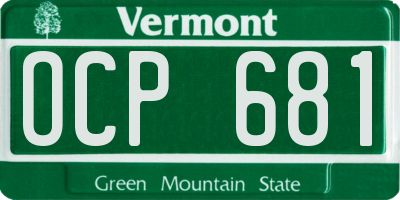 VT license plate OCP681