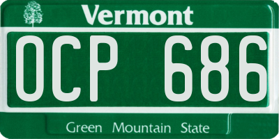 VT license plate OCP686