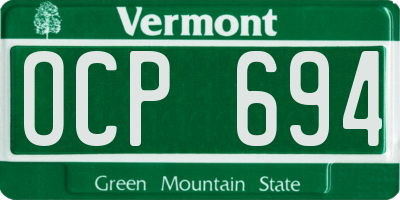 VT license plate OCP694