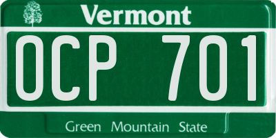 VT license plate OCP701